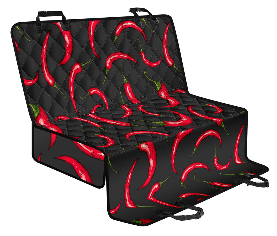 Chili Peppers Pattern Black Background Dog Car Seat Covers