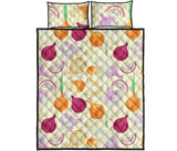 Onion garlic white red pattern Quilt Bed Set