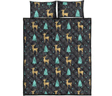 Deers star tree pattern Quilt Bed Set