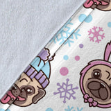 Cute Pug Hat Rabbit Costume Pattern Premium Blanket