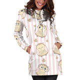 Cute Owl Leaf Women'S Hoodie Dress