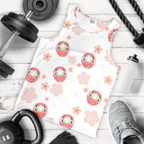 Daruma japanese wooden doll cherry blossom flower pattern Men Tank Top