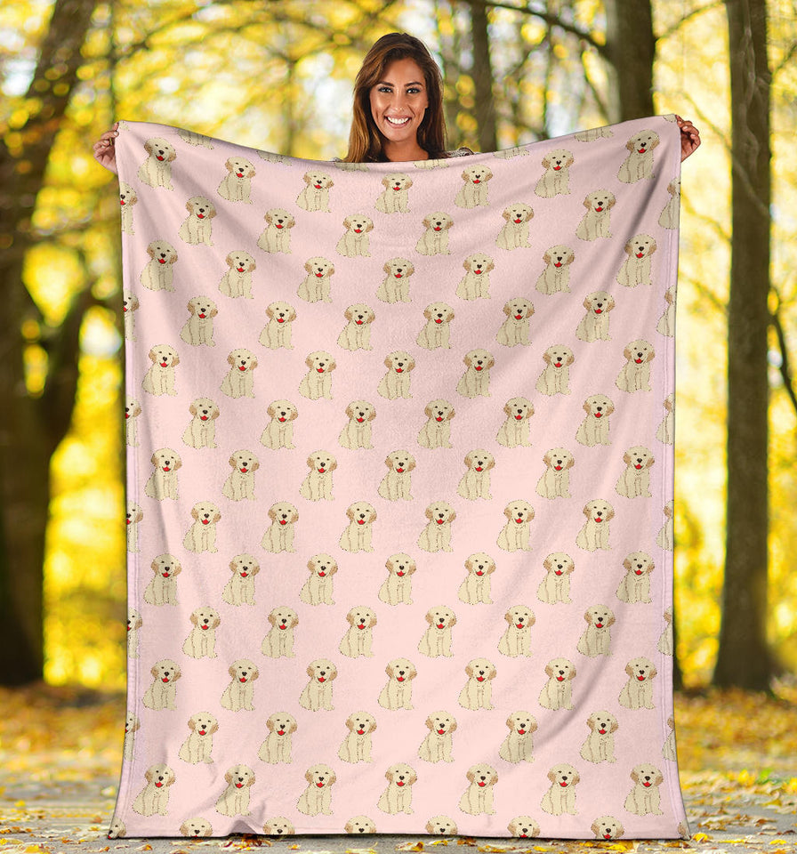 Golden Retriever Pattern Print Design 02 Premium Blanket