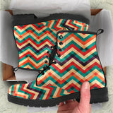 Zigzag  Chevron Colorful Pattern Leather Boots