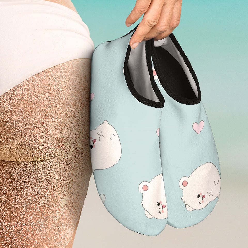 White Cute Hamsters Heart Pattern Aqua Shoes