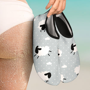 Sheep Polka Dot Cloud Pattern Aqua Shoes