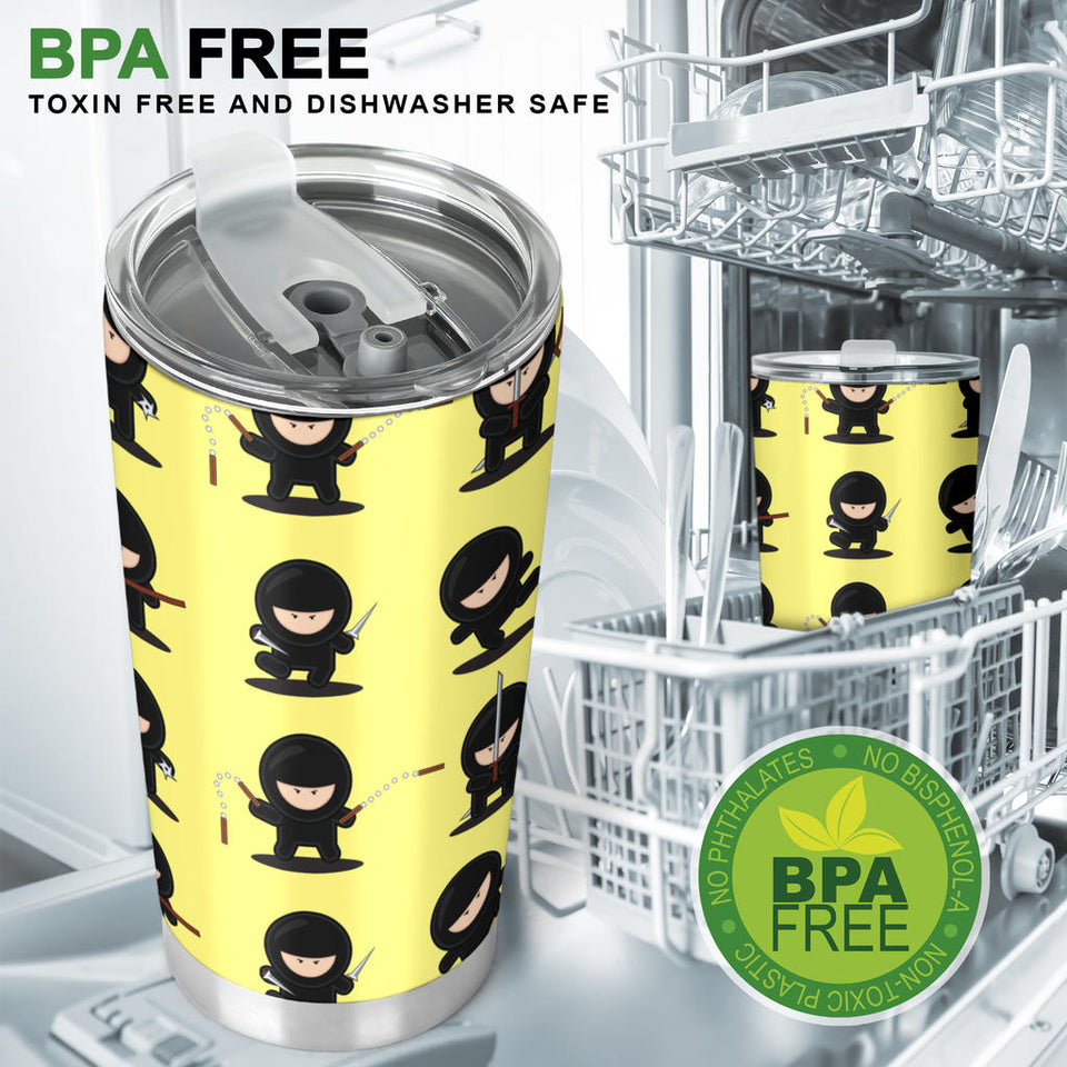 Cute Ninja Yellow Background Tumbler
