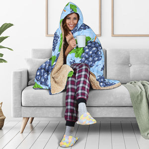 Watercolor Grape Pattern Hooded Blanket
