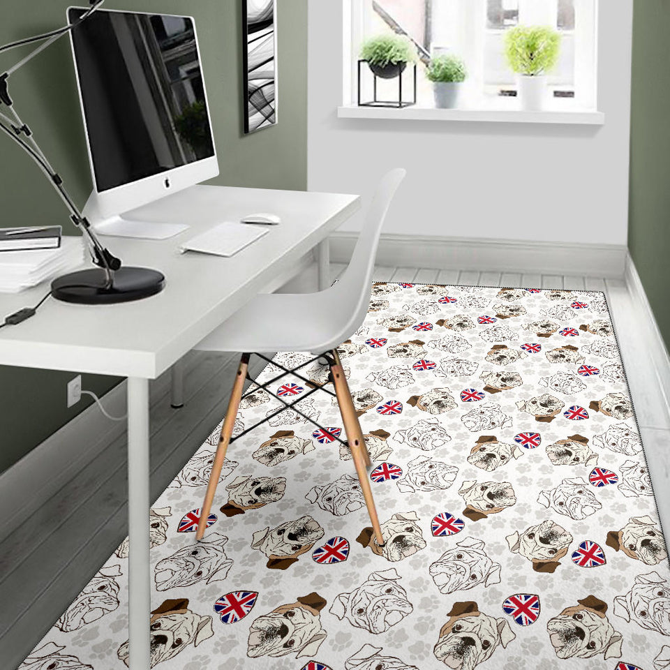 English Bulldog Pattern Print Design 01 Area Rug
