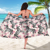 Zebra Pink Flower Background Sarong