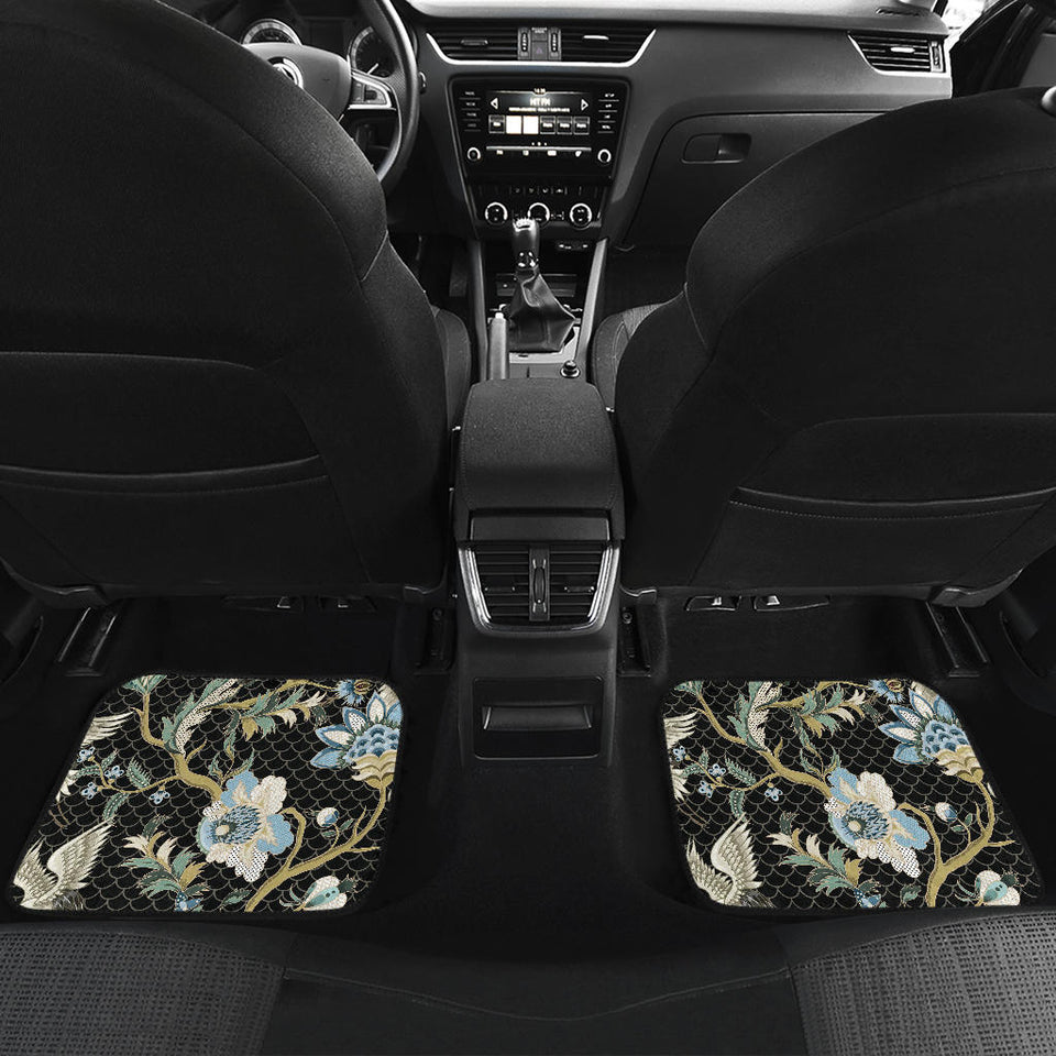Japanese Crane Ornament Elements Front And Back Car Mats