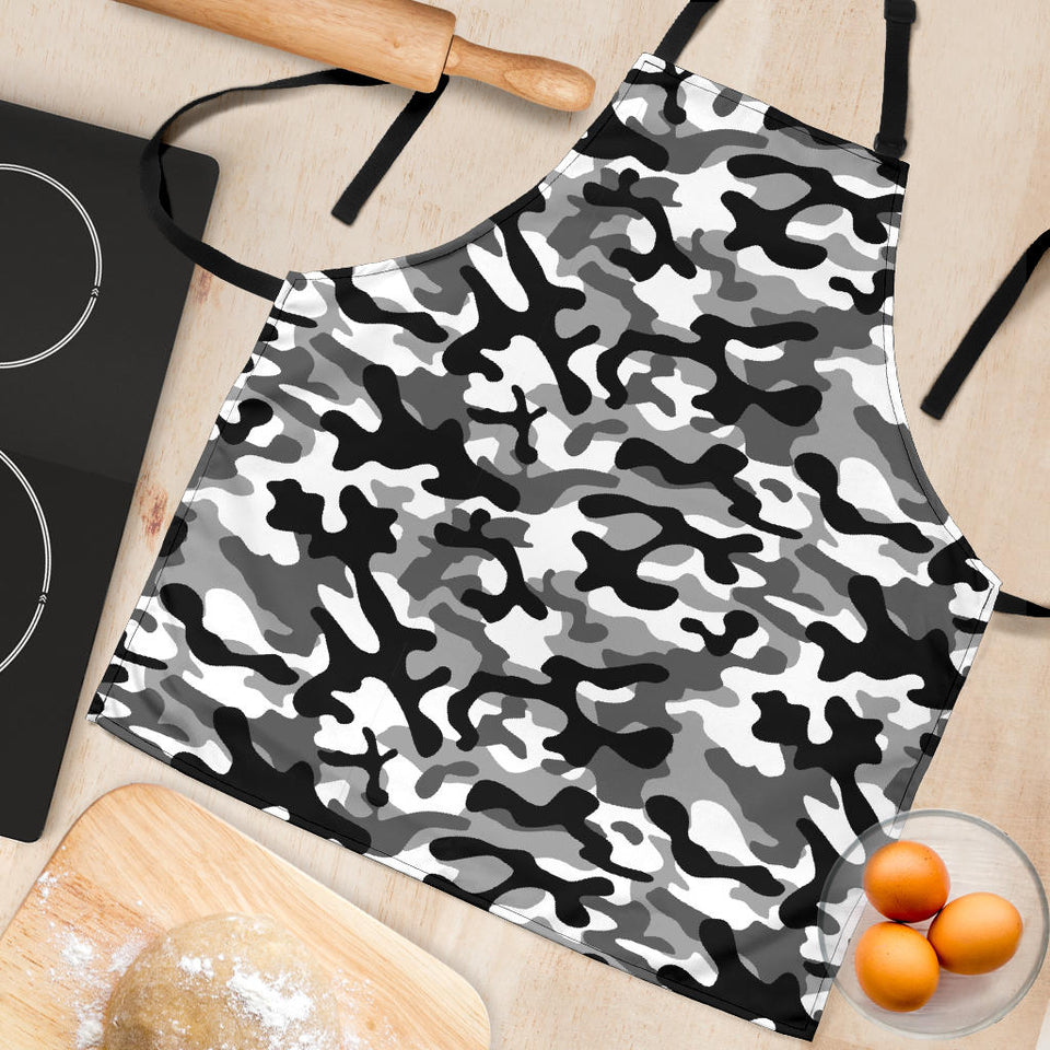 Black White Camo Camouflage Pattern Adjustable Apron