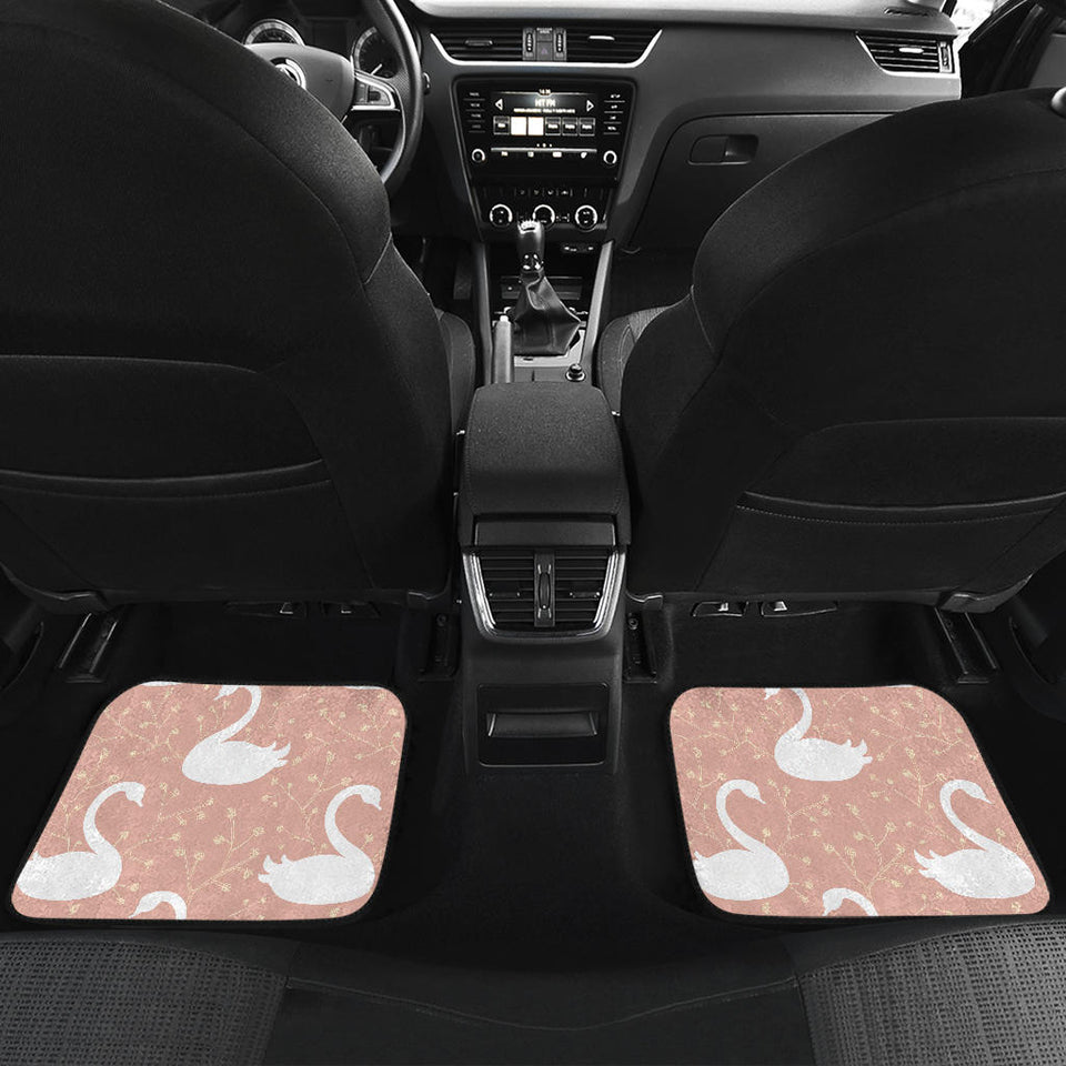 Swan Flower Light Pink Background Front And Back Car Mats