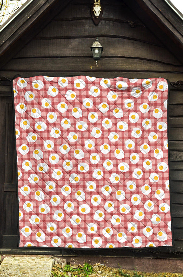 Fried Eggs Pattern Print Design 03 Premium Quilt