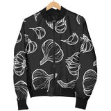 Garlic Pattern Black Background Women'S Bomber Jacket