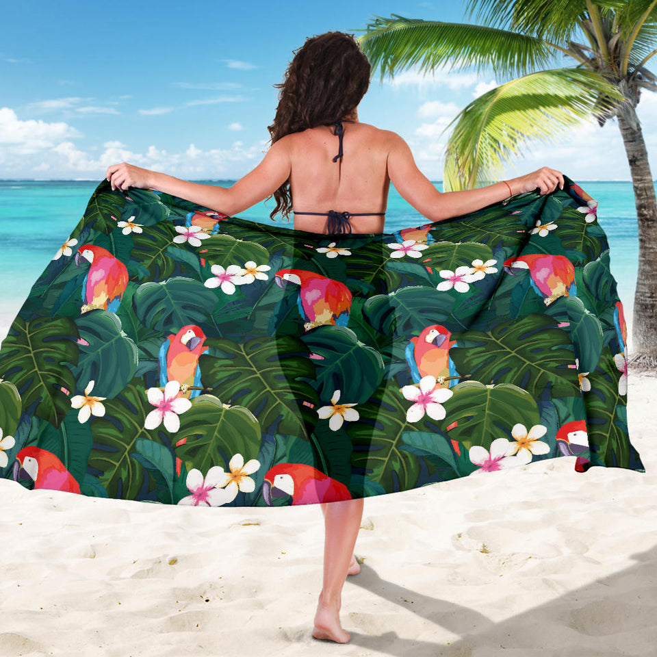 Parrot Palm Tree Leaves Flower Hibiscus Pattern Sarong