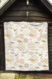 Beautiful Gold Japanese Pattern Premium Quilt