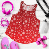 Snowflake pattern red background Women Racerback Tank Top