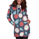 Dragon Fruits Dark Blue Background Women'S Hoodie Dress