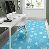 Snowflake Pattern Blue Background Area Rug