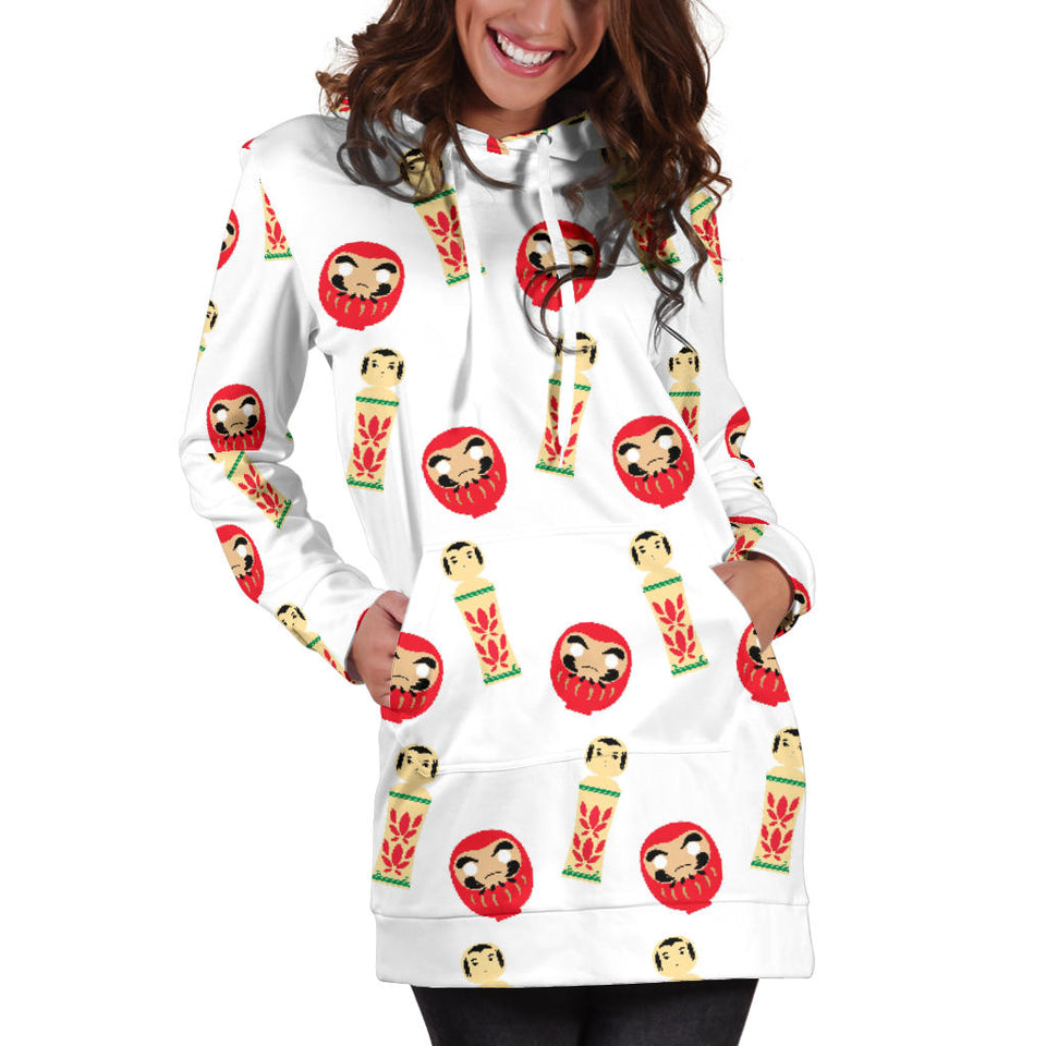 Daruma Japanese Wooden Doll Women'S Hoodie Dress