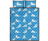 Cute sea lion seal pattern background Quilt Bed Set