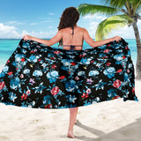 Skull Flower Roses Leave Pattern Sarong
