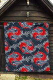 Koi Fish Carp Fishs Hand Drawn Japanese Art Premium Quilt