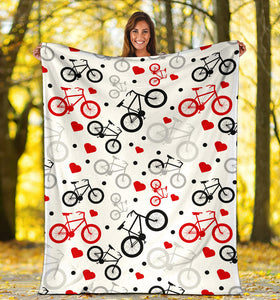 Bicycle Pattern Print Design 04 Premium Blanket