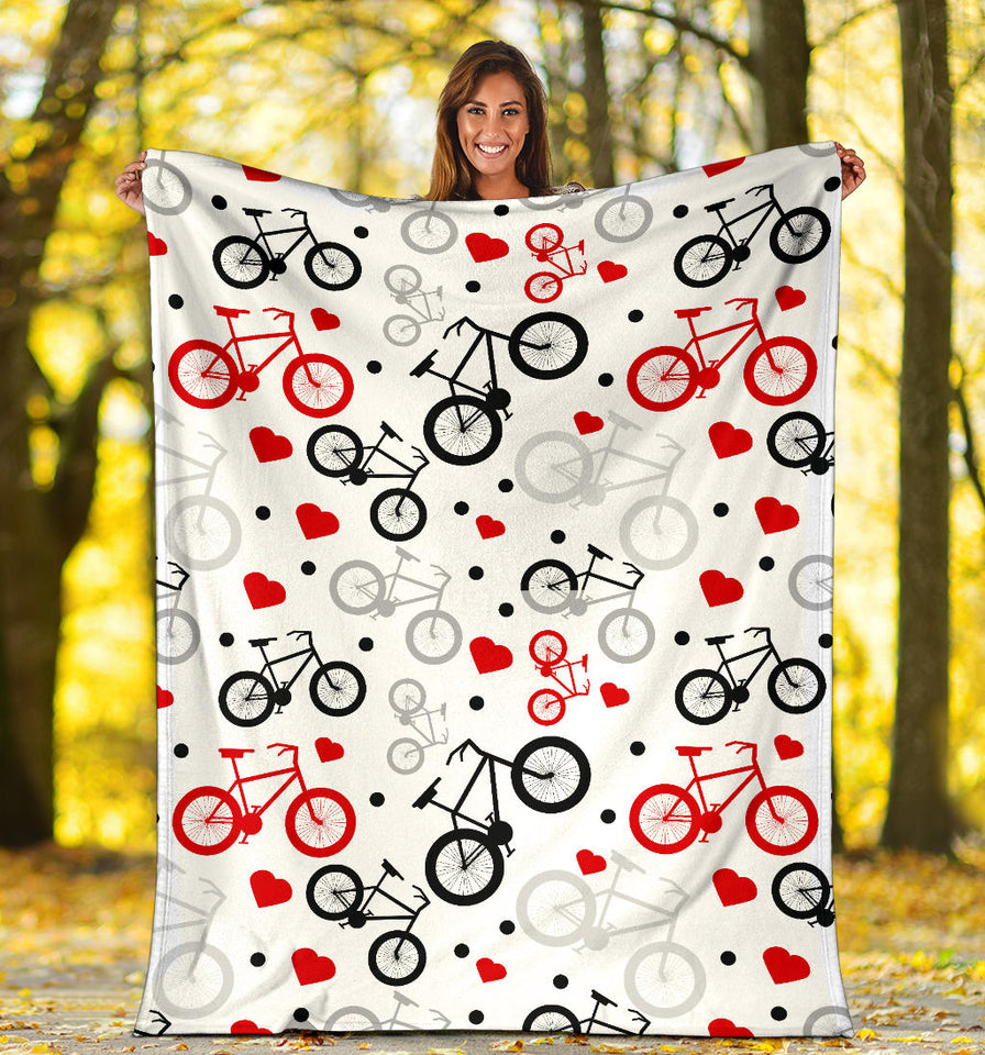 Bicycle Pattern Print Design 04 Premium Blanket