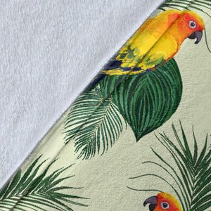 Beautiful Parrot Palm Leaves Pattern Premium Blanket