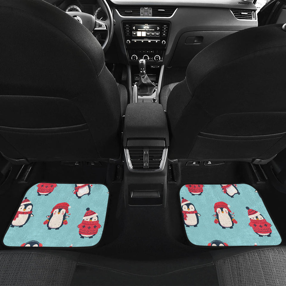 Cute Penguin Christmas  Design Pattern Front And Back Car Mats