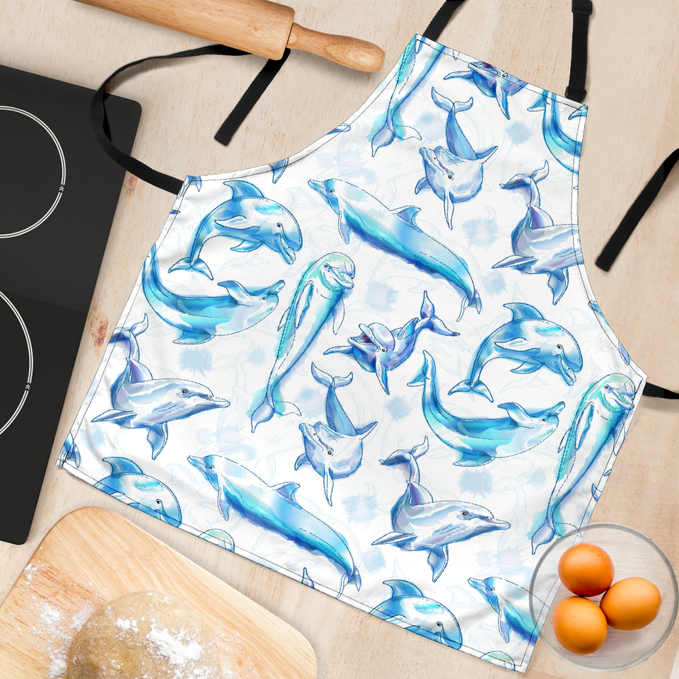 Watercolor Dolphin Pattern Adjustable Apron