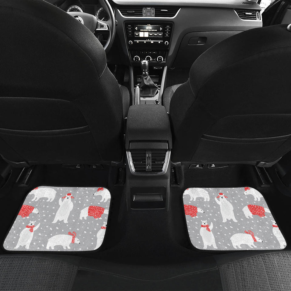 Cute Polar Bear Christmas Snow Pattern Front And Back Car Mats