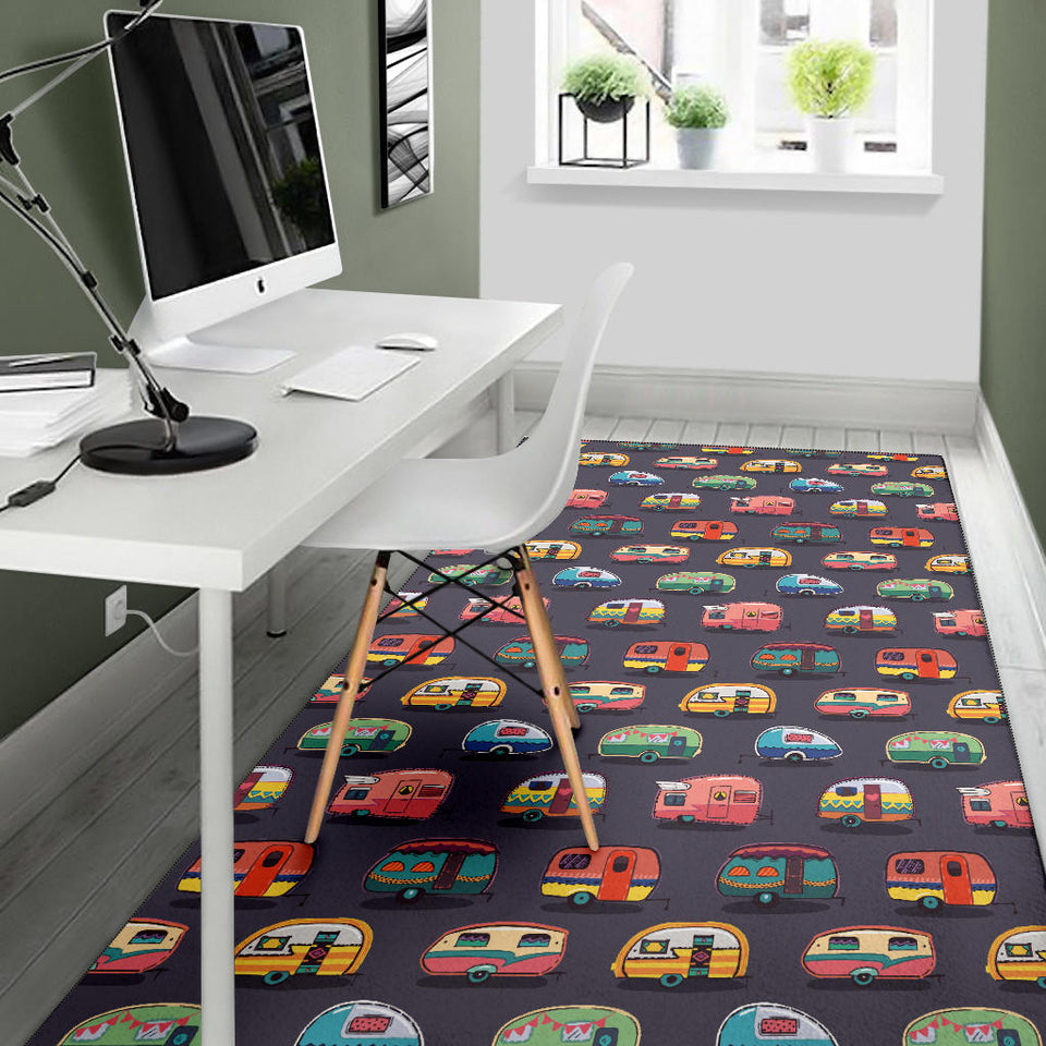Camper Van Pattern Print Design 02 Area Rug