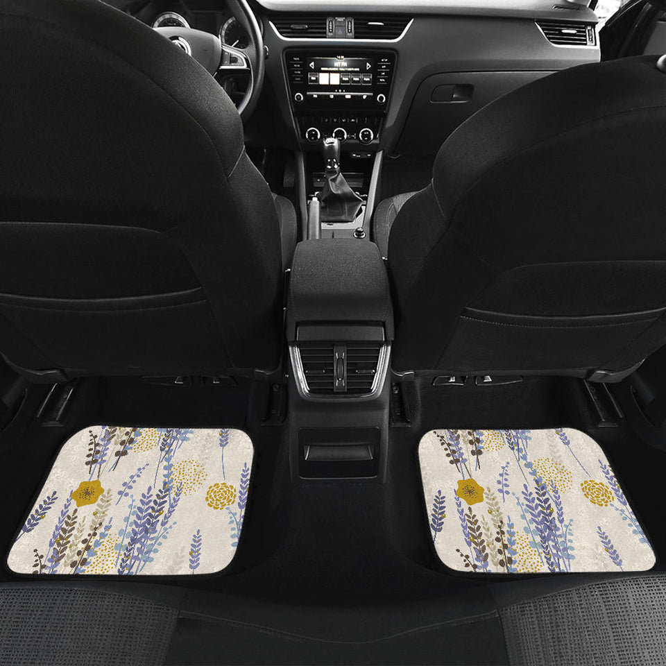 Lavender Modern Pattern Blackground Front And Back Car Mats