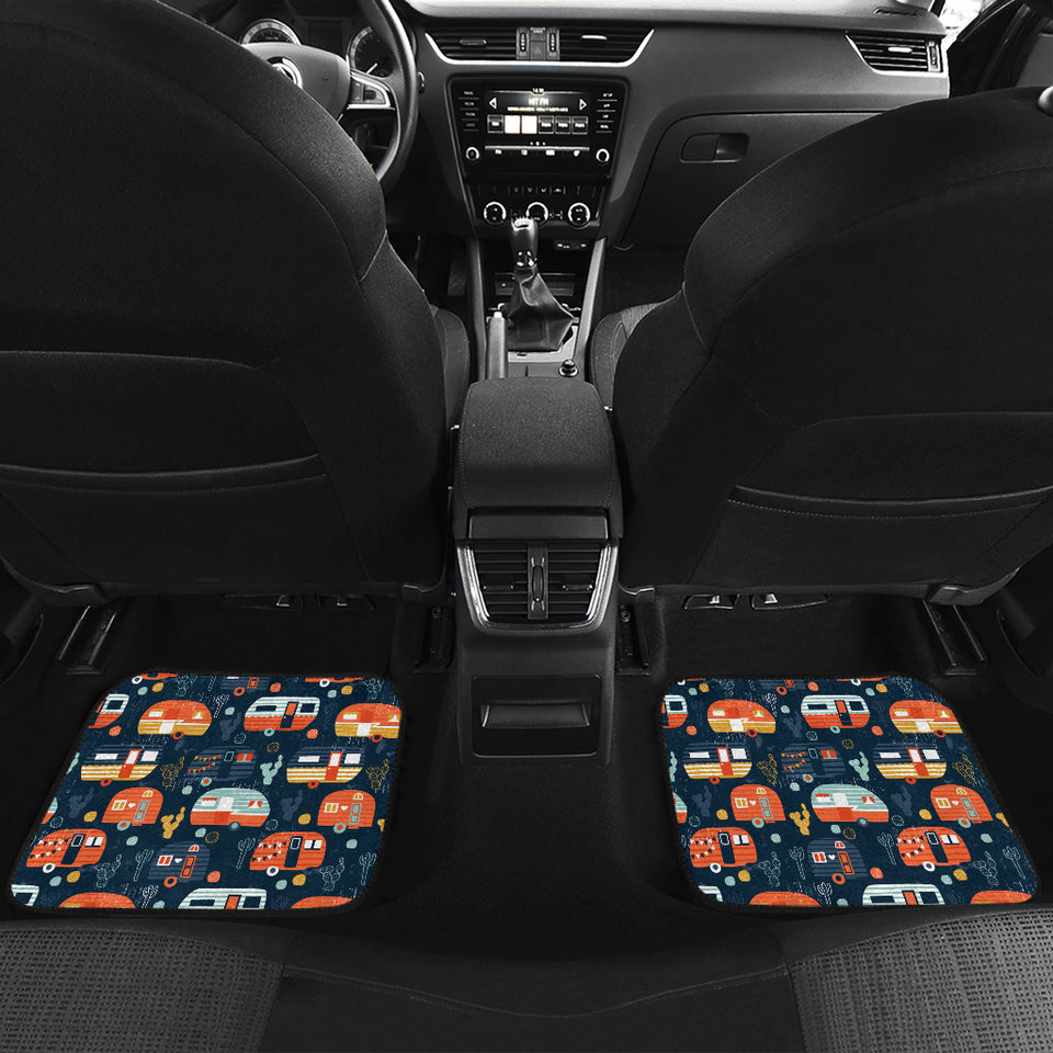 Camper Van Pattern Print Design 05 Front and Back Car Mats