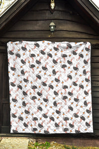 Ostrich Pattern Print Design 02 Premium Quilt