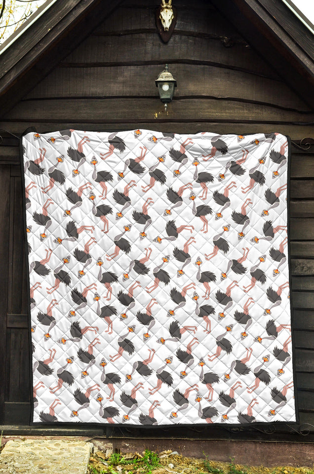 Ostrich Pattern Print Design 02 Premium Quilt