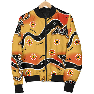 Kangaroo Australian Aboriginal Art Pattern Women'S Bomber Jacket