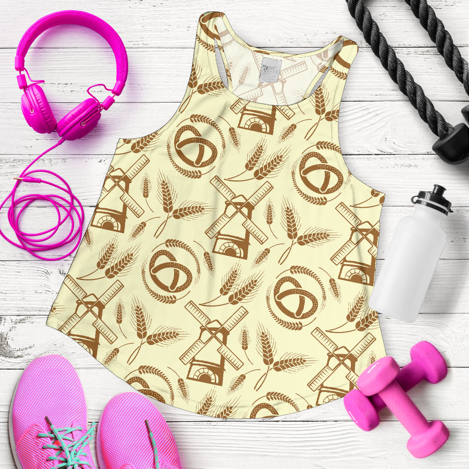 Windmill Wheat pattern Women Racerback Tank Top