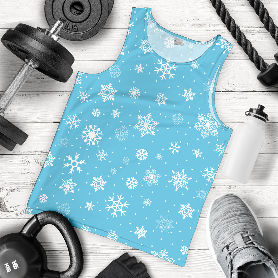 Snowflake pattern blue background Men Tank Top