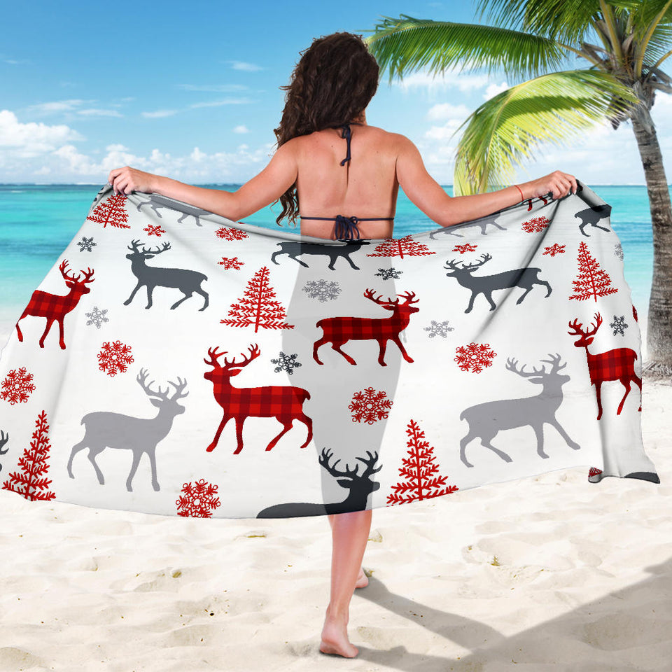 Deer Tree Snowflakes Chrismas Pattern Sarong