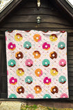 Donut Pattern Glaze Pink Background Premium Quilt