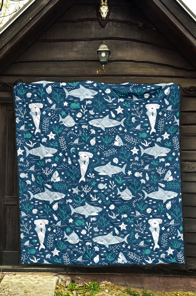 Cute Shark Pattern Premium Quilt