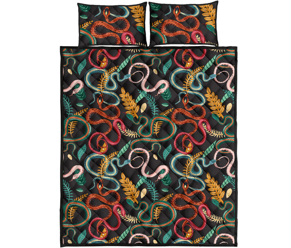 Colorful snake plant pattern Quilt Bed Set