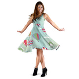 Hot Air Balloon Design Pattern Sleeveless Midi Dress