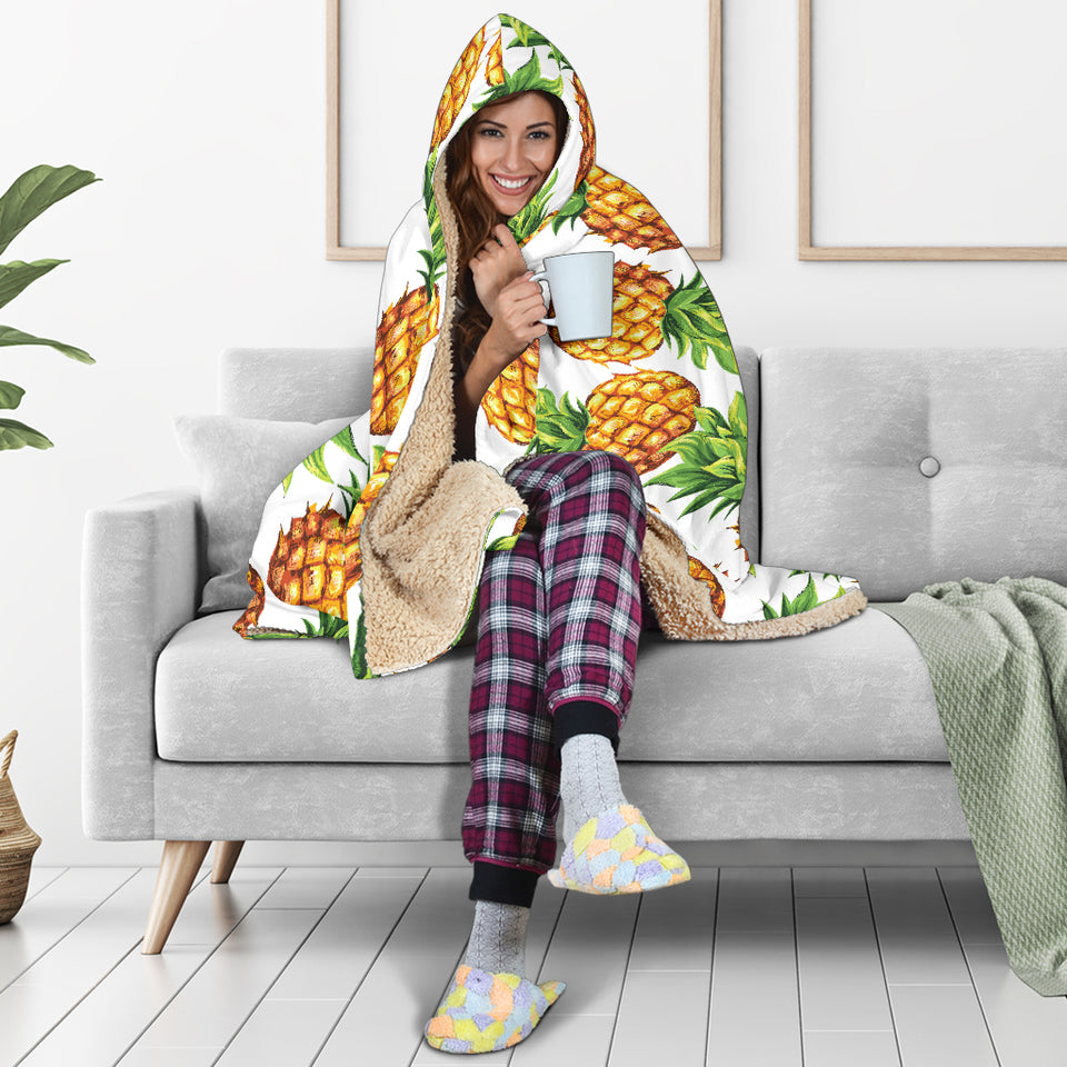 Pineapples Design Pattern Hooded Blanket