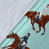 Horses Running Horses Rider Pattern Premium Blanket