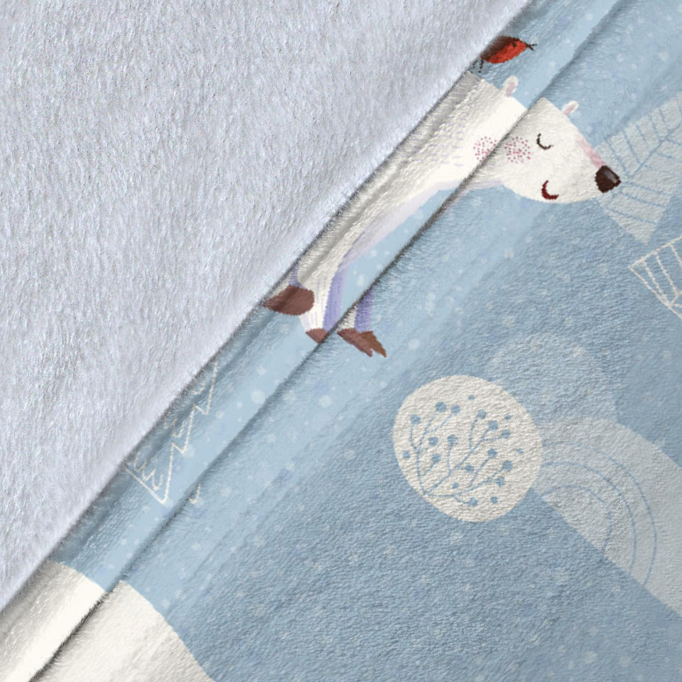 Cute Polar Bears Christmas Decoration Pattern Premium Blanket